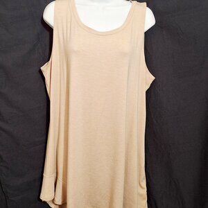 LOGO Lounge Lort Goldstein Top Tank Sleeveless 1X Beige Ruffle